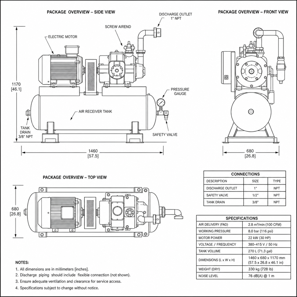 Screw compressor 11 kW