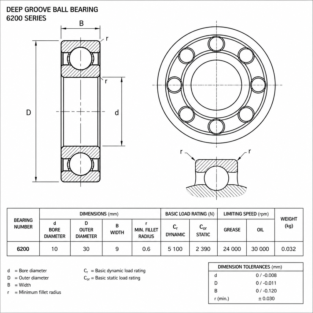 Deep groove ball bearing 62/63 series
