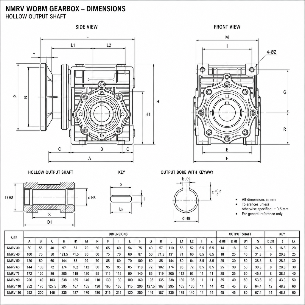 Worm gearbox NMRV 063 i=30