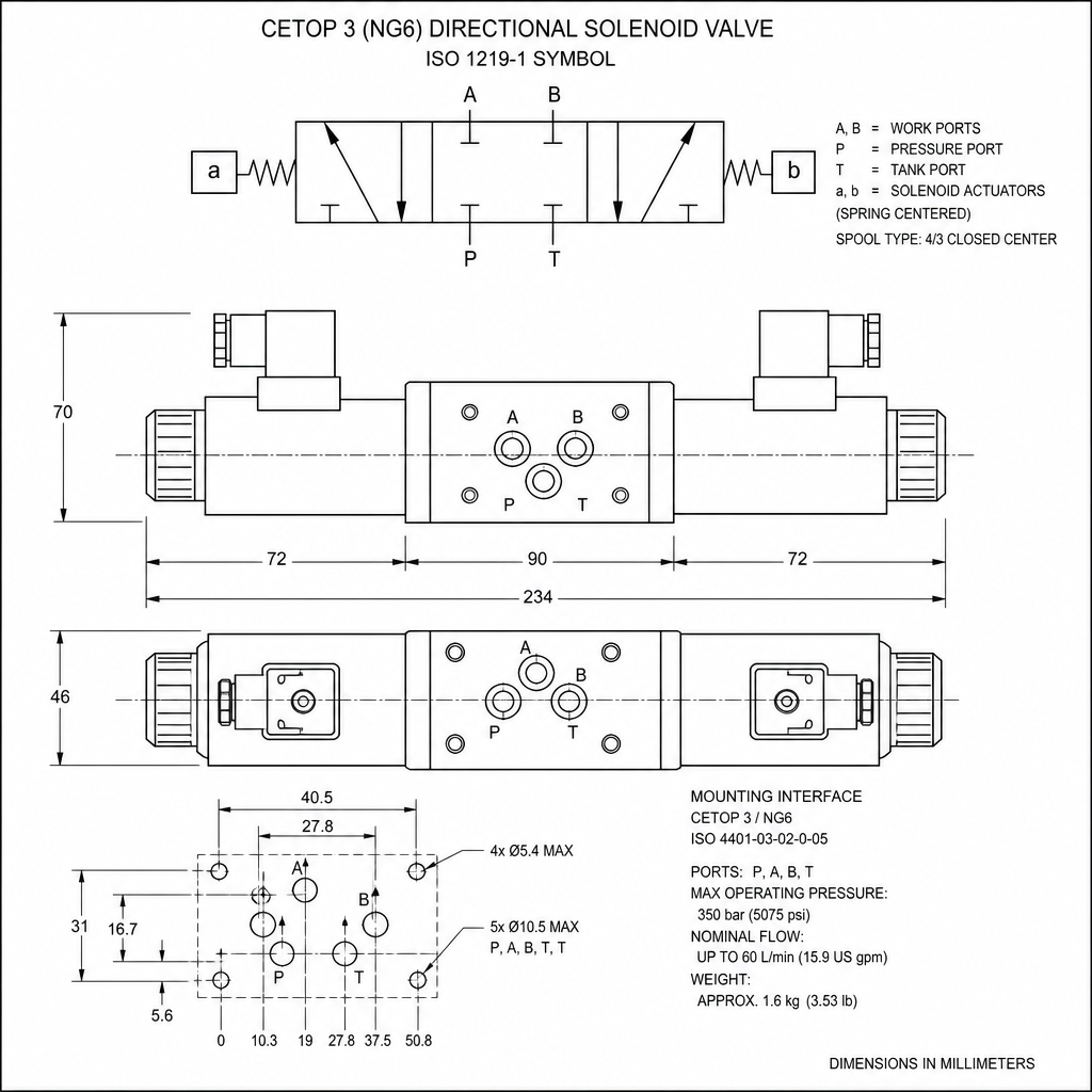 CETOP 3 directional valve 24 V